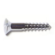 MIDWEST FASTENER Wood Screw, #4, 5/8 in, Chrome Brass Oval Head Slotted Drive, 45 PK 61706